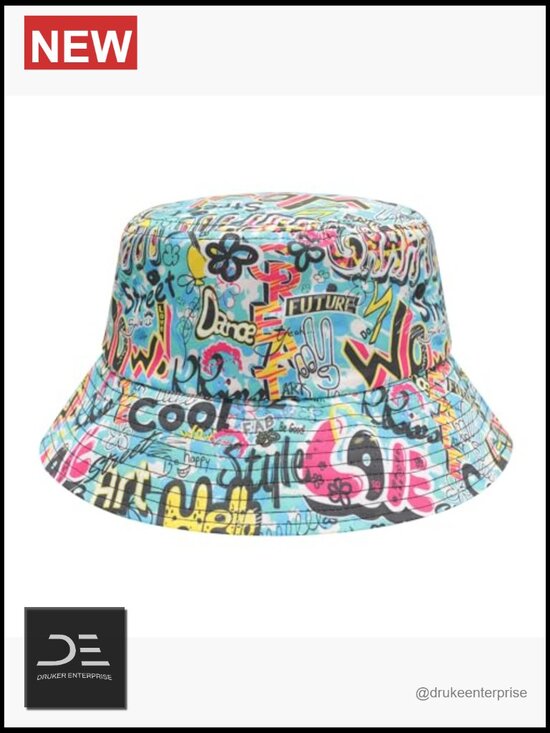Printed Bucket Hat Unisex Packable Sun Hat Beach Vacation Travel
